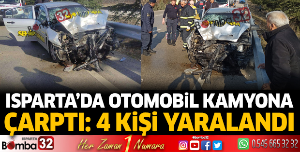 Otomobil kamyona çarptı 4 kişi yaralandı