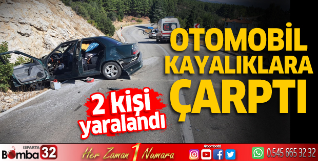 Otomobil kayalıklara çarptı: 2 yaralı