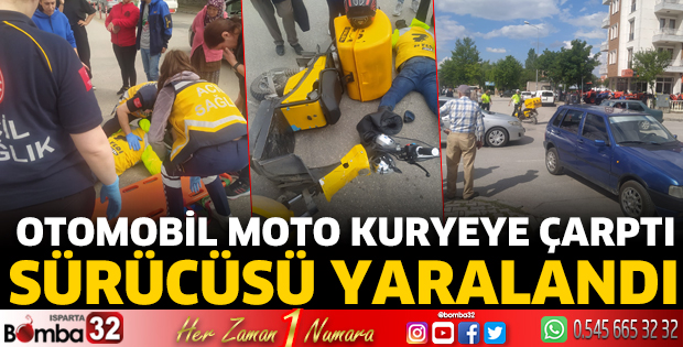 Otomobil moto kuryeye çarptı sürücüsü yaralandı 