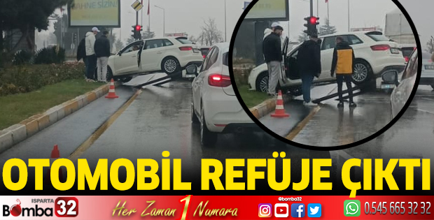 Otomobil refüje çıktı