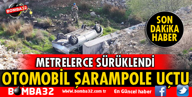 OTOMOBİL ŞARAMPOLE UÇTU!
