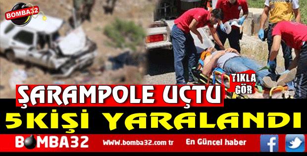 OTOMOBİL ŞARAMPOLE UÇTU 5 KİŞİ YARALANDI