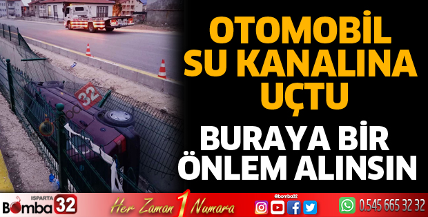 Otomobil su kanalına uçtu