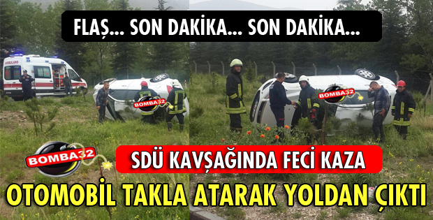 OTOMOBİL TAKLA ATARAK YOLDAN ÇIKTI!