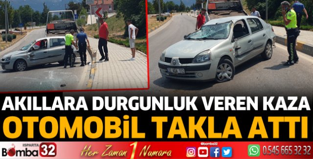 Otomobil takla attı 