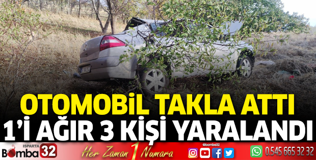 Otomobil takla attı 1’i ağır 3 kişi yaralandı