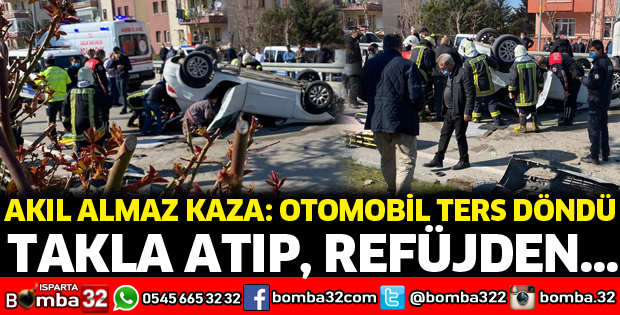 Otomobil ters döndü