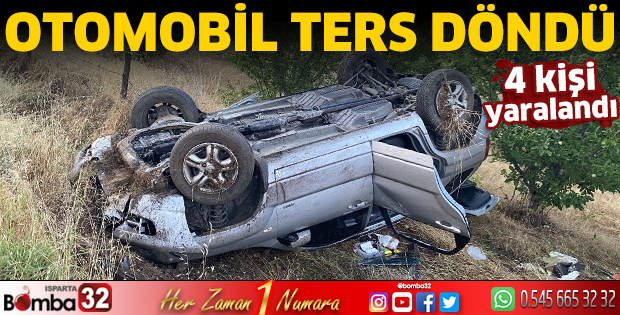 Otomobil ters döndü 4 yaralı 