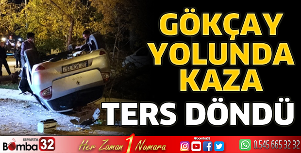 Otomobil ters döndü