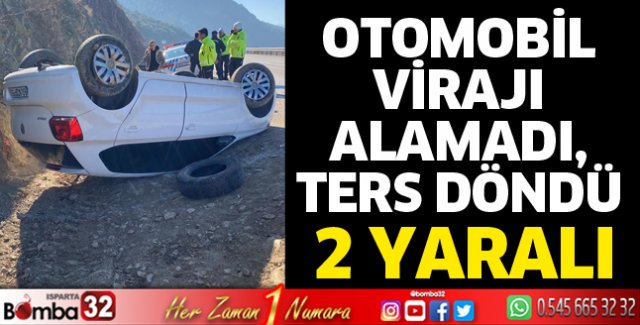 Otomobil ters döndü