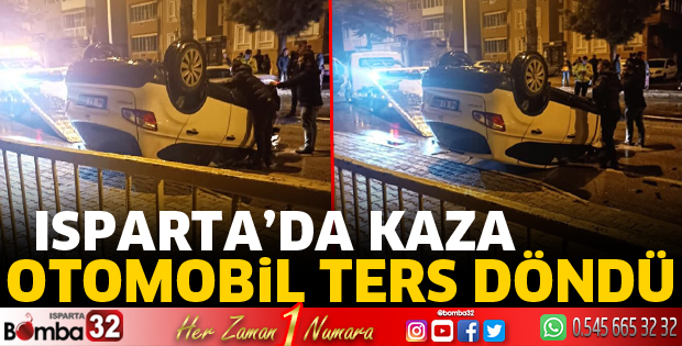 Otomobil ters döndü