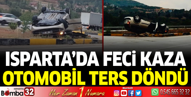 Otomobil ters döndü