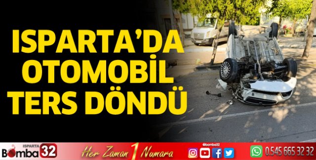 Otomobil ters döndü