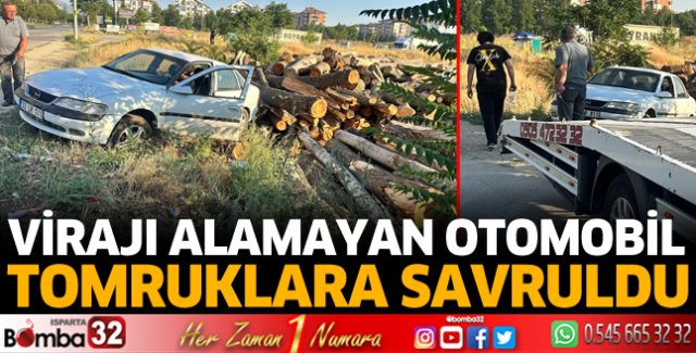 Otomobil tomruklara çarptı 