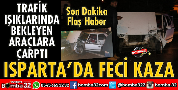 OTOMOBİL TRAFİK IŞIKLARINDA BEKLEYEN ARAÇLARA ÇARPTI