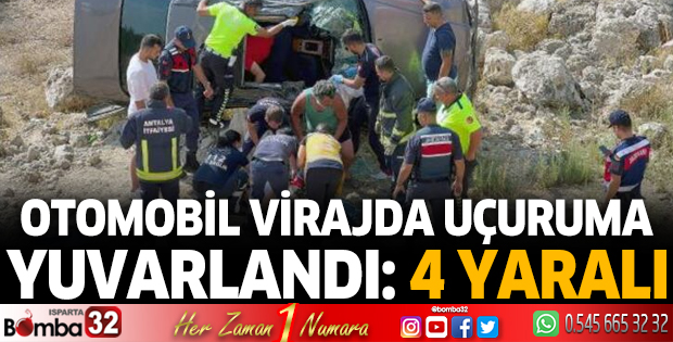 Otomobil, virajda uçuruma yuvarlandı: 4 yaralı