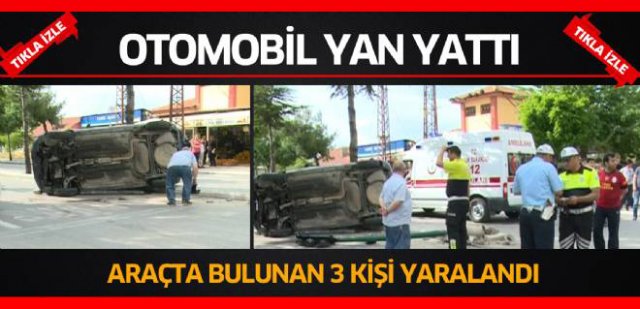 Otomobil yan yattı