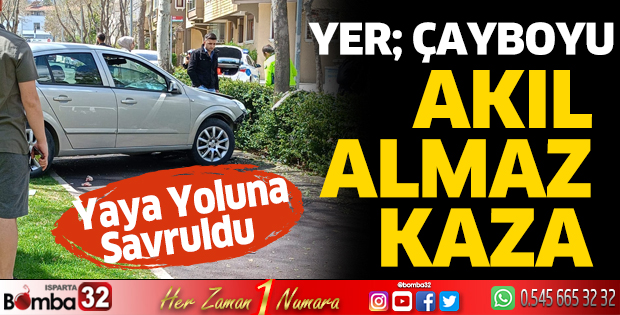 Otomobil yaya yoluna savruldu