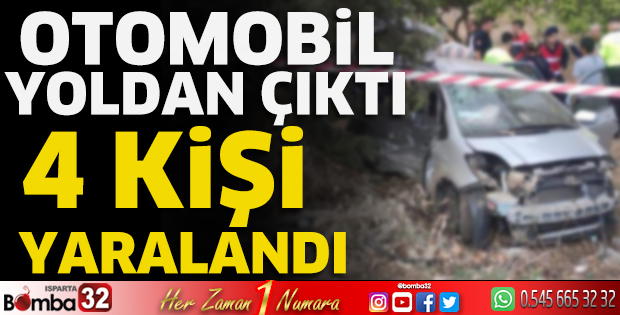 Otomobil yoldan çıktı 4 yaralı 
