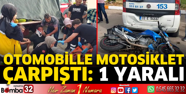 Otomobille motosiklet çarpıştı: 1 yaralı