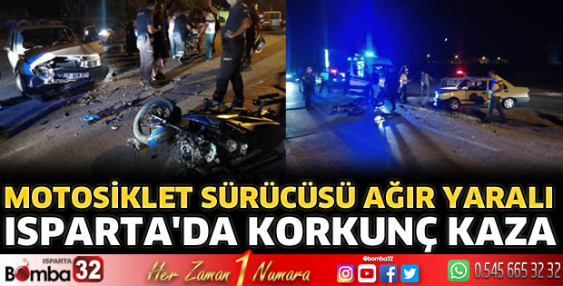 Otomobille motosiklet çarpıştı