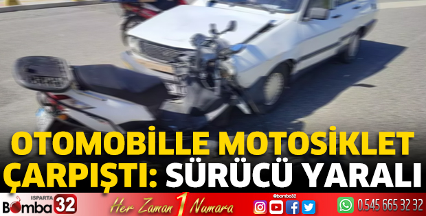 Otomobille motosiklet çarpıştı: sürücü yaralı