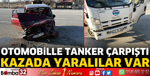 Otomobille süt tankeri çarpıştı