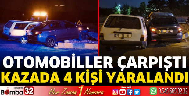 Otomobiller çarpıştı 4 kişi yaralandı 