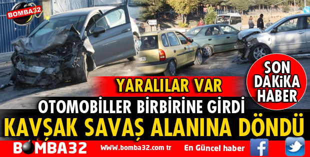 OTOMOBİLLER KAVŞAKTA BİRBİRİNE GİRDİ