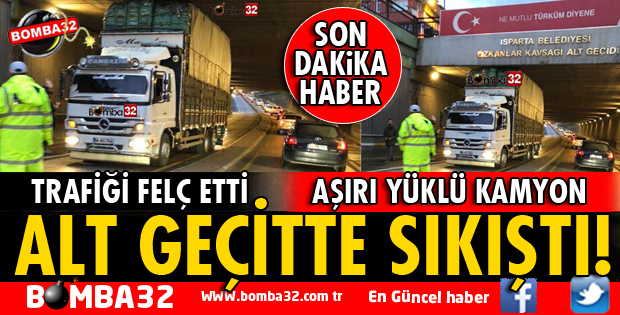 ÖZKANLAR ALT GEÇİTTE KAMYON SIKIŞTI