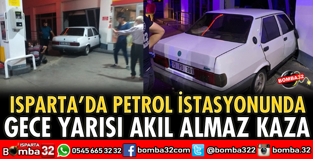 PETROL İSTASYONUNDA AKIL ALMAZ KAZA