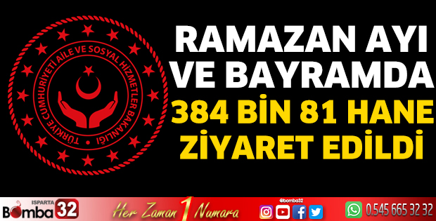 Ramazan ayı ve bayramda 384 bin 81 hane ziyaret edildi