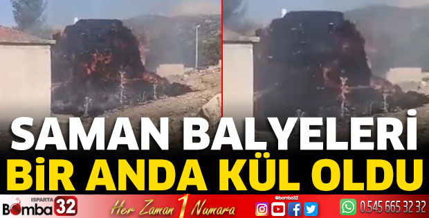 Saman balyaları kül oldu