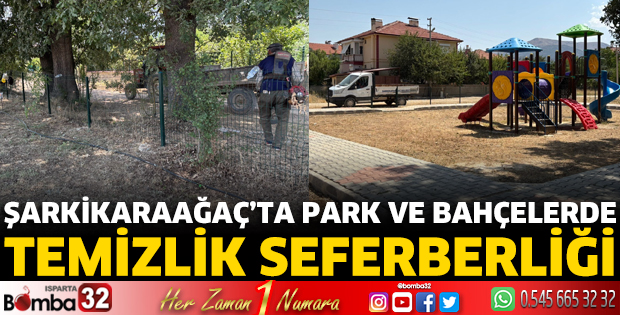 Şarkikaraağaç’ta Park ve Bahçelerde Temizlik Seferberliği