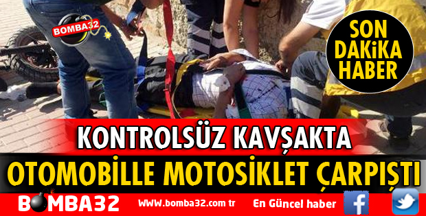 ŞARKİKARAAĞAÇ'TA OTOMOBİLLE MOTOSİKLET ÇARPIŞTI 