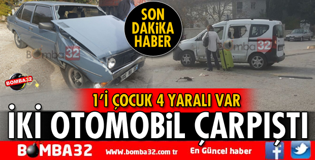 SAV'DA İKİ OTOMOBİL ÇARPIŞTI