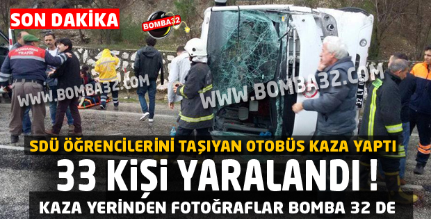SDÜ Öğrencilerini Taşıyan Otobüs Kaza Yaptı