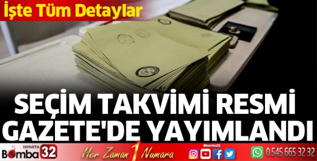 Seçim Takvimi Resmi Gazete'de yayımlandı