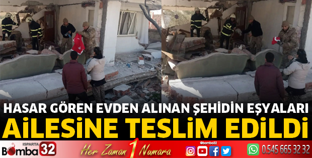 Şehidin eşyaları ailesine teslim edildi