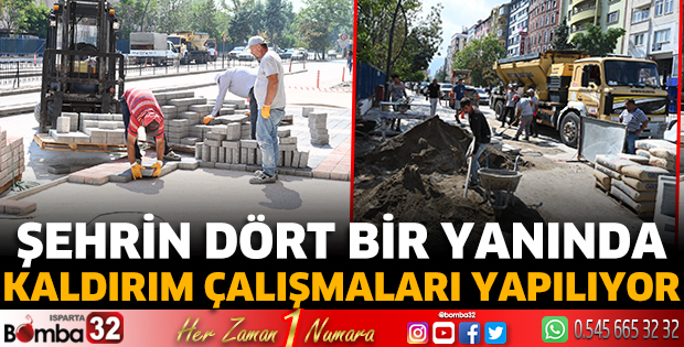 Şehrin dört bir yanında kaldırım çalışmaları yapılıyor
