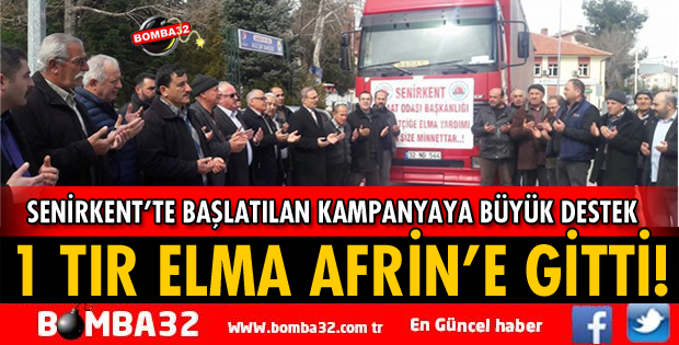 SENİRKENT'TEN 1 TIR ELMA AFRİN'E GÖNDERİLDİ