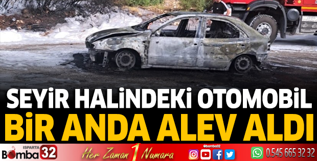 Seyir halindeki otomobil bir anda alev aldı