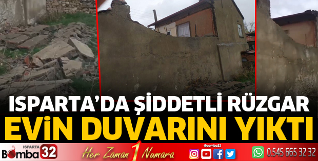 Şiddetli rüzgar evin duvarını yıktı
