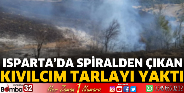 Spiralden çıkan kıvılcım tarlayı yaktı
