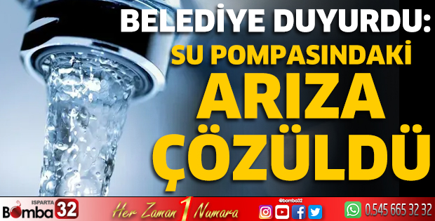 Su pompasındaki arıza giderildi