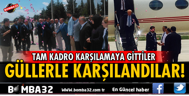 SÜLEYMAN DEMİREL HAVALİMANINDA GÜLLERLE KARŞILANDILAR