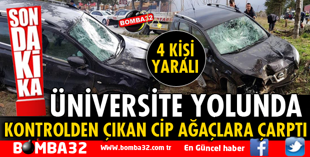 SÜRÜCÜNÜN KONTROLÜNDEN ÇIKAN CİP AĞAÇLARA ÇARPTI