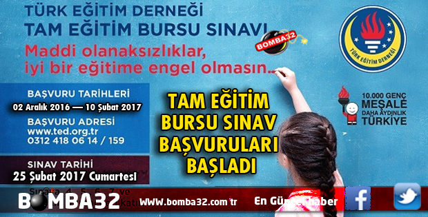 TAM EĞİTİM BURSU SINAV BAŞVURULARI BAŞLADI