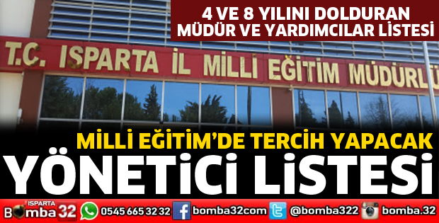 Tercih yapacak yönetici listeleri yayınlandı