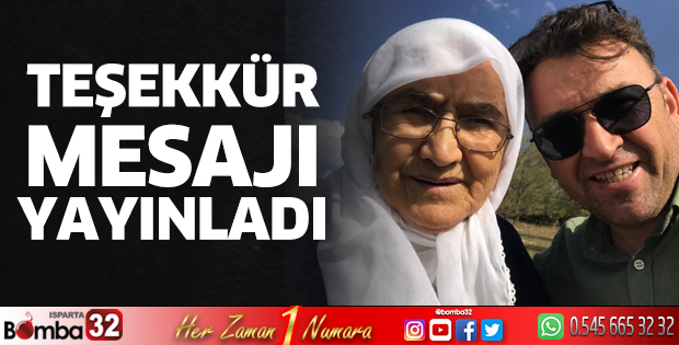 Teşekkür mesajı yayınladı 